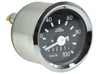 Licznik - prędkościomierz SIMSON S51 do 100km/h - Ø59mm, czarny cyferblat, chromowana ramka (oryginał MZA)