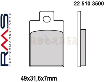 Klocki hamulcowe RMS 22 510 3500 (FA255, MCB688) - GILERA Storm; PIAGGIO Sfera
