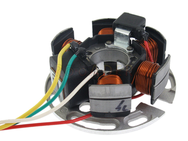 Stojan alternatora APRILIA AF1, Classic, MX50, Pegaso, Red Rose, RS50, RX50, Tuareg, Tuono 50cc; BETA RR50, MALAGUTI Drakon, XSM, XTM 50cc - silnik MINARELLI AM6 (6 cewek)