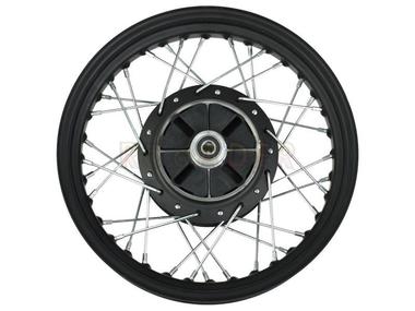 Koło 15" x 3,00 (felga) - JUNAK M12 Vintage 125 (tył, stalowe, szprychowe, hamulec tarczowy, czarny mat)