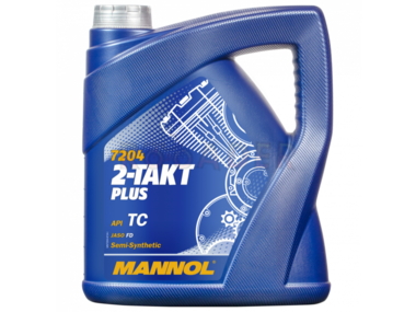 Olej MANNOL 2T 2-TAKT PLUS (7204) - półsyntetyczny olej do silników 2-suwowych - opakowanie 4 litry