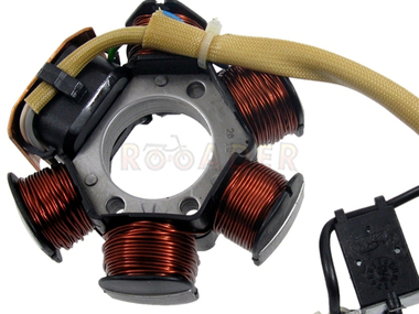 Stojan alternatora PIAGGIO, GILERA 2T - 12V, 65W (6 kabli / kostka)