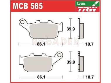 Klocki hamulcowe TRW-LUCAS MCB585 (FA140, SFA496) - HONDA CB 250/400, CBR 400/500, FES 250 Foresight, FES 125/150 Pantheon, NC 700/750, XL 600/650/700 Transalp; PEUGEOT SV 250; YAMAHA XJ6 Diversjon