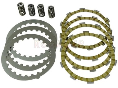Tarcza sprzęgła do  silnika MINARELLI AM6 - APRILIA RS50; YAMAHA TZR50; KEEWAY X-Ray; oraz Beta, Malaguti, MBK, Motorhispania, Peugeot, Rieju, Sherco (komplet 4 sztuki + przekładki i sprężyny)