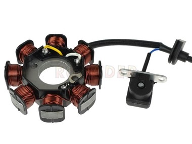 Stojan alternatora SYM Mio, Orbit, Allo, Fiddle, Jet, Mask, Symphony 50 4T; PEUGEOT New Vivacity, Ludix, Tweet, Speedfight 50 4T (8 cewek)