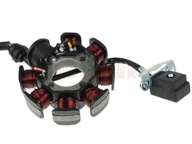 Stojan alternatora SHINERAY XY150-17 - do motocykli Romet, Barton, Junak, Zipp 125/150 (8 cewek, 5 przewodów)