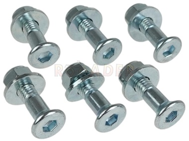 Śruba zębatki tylnej (gwint  M8 / długość 26mm/31mm / stożkowa na klucz imbusowy) + nakrętka - komplet, 6 sztuk