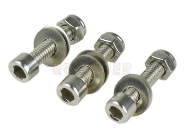 Śruba kolanko-tłumik KEEWAY, CPI, LONGJIA, ROMET, JUNAK, BARTON, ZIPP i inne skutery z silnikiem 50cc 2T - komplet 3 sztuki z nakrętkami (gwint M6 / długość 25mm/30mm / na klucz imbusowy)