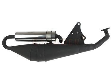Tłumik APRILIA SR50, Area, Guliver, Rally, Scarabeo, Sonic; BETA ARK, Quadra; ITALJET Dragster, Formula; MALAGUTI Centro, Ciak, F10, F12, F15 - z silnikiem MINARELLI horizontal 50 2T - tuning, srebr.