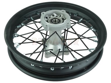 Koło 12" x 1,85 - APOLLO RXF 110 Junior, RXF 125 Open, RFN 110 Thunder i inne Pit Bike, Dirt Bike, Cross (tył, stalowe, czarne)