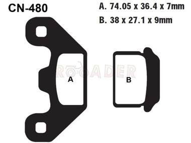 Klocki hamulcowe CN-480 - do motocykli typu Pit Bike, Dirt Bike, Cross (RXF, RFN, RFZ, MRF, YCF, KAYO)  - przód, tył