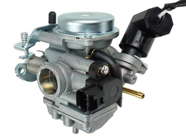 Gaźnik GY6  50 4T (E4/E5) - do skuterów ROMET, JUNAK, BARTON, PEUGEOT, SYM i innych z silnikiem 4T 50cc w wersji Euro 4/5 - gardziel 20,0mm, przepustnica Ø21mm, ssanie automatyczne (Dellorto SVB18)