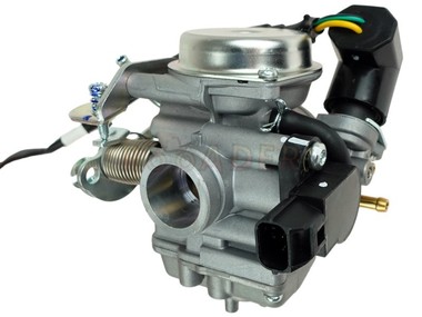 Gaźnik GY6  50 4T (E4) - do skuterów ROMET, JUNAK, BARTON, PEUGEOT, SYM i innych z silnikiem 4T 50cc w wersji Euro 4 - gardziel 18,0mm, przepustnica Ø19mm, ssanie automatyczne (Dellorto SVB18 18J)