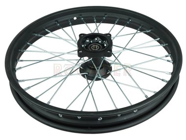 Koło 17" x 1,6 - do motocykli Pit Bike, Dirt Bike, Cross - KAYO, MRF, YCF; Honda CRF; Apollo RXF, RFZ (przód, stalowe, czarne)