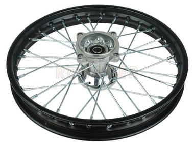 Koło 14" x 1,4 - do motocykli Pit Bike, Dirt Bike, Cross - KAYO, MRF, YCF; Honda CRF; Apollo RXF, RFZ (przód, stalowe, czarne)