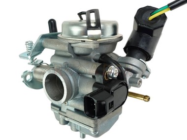 Gaźnik GY6  50 4T (E4/E5) - do skuterów ROMET, JUNAK, BARTON, PEUGEOT, SYM i innych z silnikiem 4T 50cc w wersji Euro 4/5 - gardziel 20,0mm, przepustnica Ø21mm, ssanie automatyczne (Dellorto SVB20)