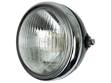 Lampa przednia JUNAK 902, 121 (E5) czarna z ramką chrom