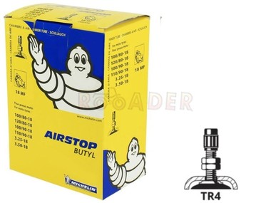 Dętka 18 x 3,25/3,50 MICHELIN - zawór prosty (3,25-18, 3,50-18, 90/100-18, 100/80-18, 100/90-18, 110/90-18, 120/80-18) 18MF