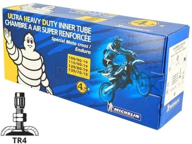Dętka 19 x 100/90, 110/90, 120/80, 130/70 MICHELIN - zawór prosty (130/70-19, 120/80-19, 110/90-19, 100/90-19) 19UHD Motocross, Enduro - grubość 4,0mm!!!
