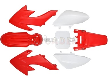 Komplet osłon plastikowych HONDA CRF50 i inne podobne Pit Bike - czerwono-białe