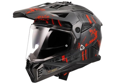 Kask LS2 MX702 PIONEER II CRAZY czarny mat-czerwony (53-54cm / XS)
