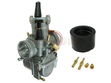 Gaźnik motocyklowy 125-200cm3 - gardziel 26,0mm, ssanie ręczne (Keihin PWK28) - Honda, KTM, Kawasaki, Suzuki, Yamaha i inne 125/200cc + łącznik gumowy + dodatkowe dysze