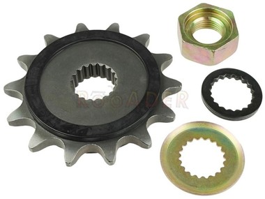 Zębatka przednia ZONTES ZT 125-G1, 125-GK, 125-U, 125-U1, 125-Z2, 125-C, 125-C2 - typ 520, 14 zębów z tłumikiem drgań + nakrętka i podkładki