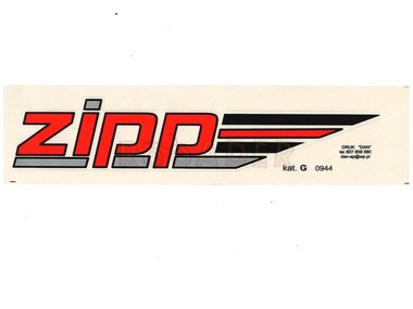 Naklejka ZIPP 17x3,5 czerwono-srebrno-czarna