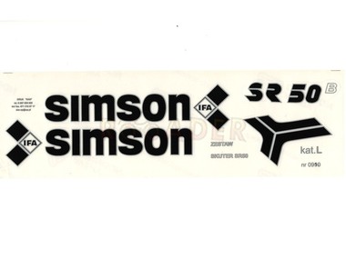 Naklejka SIMSON SR50 czarno-srebrna (komplet na cały pojazd)