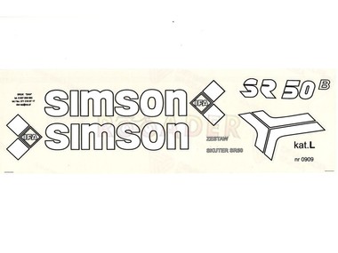 Naklejka SIMSON SR50 biało-czarna (komplet na cały pojazd)