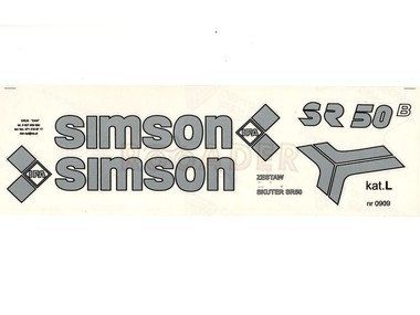 Naklejka SIMSON SR50 srebrno-czarna (komplet na cały pojazd)