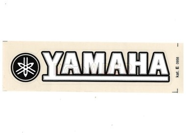 Naklejka YAMAHA - 11 x 2cm biało-srebrno-czarna