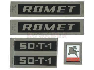 Naklejka ROMET 50T-1 srebrno-czarna (komplet na cały pojazd)