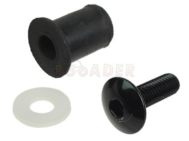 Śruba montażowa  M5 do owiewek - komplet z tulejką gumową i podkładką (gwint M5 / długość 15mm/18mm / na klucz imbusowy) - czarna