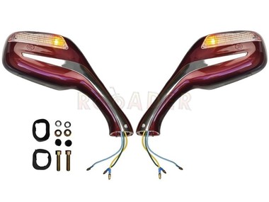Lusterko do ZIPP Quantum, MOTOBI Sowa, BARTON Falcon, Huragan, ROMET RXL, JONWAY N.A.125 z kierunkowskazami, czerwono-srebrne (para), śruby M8 P+P
