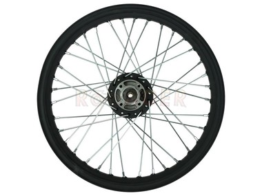 Koło 18" x 2,15 (felga) - JUNAK RAW-50 (przód, stalowe, szprychowe, czarny mat)