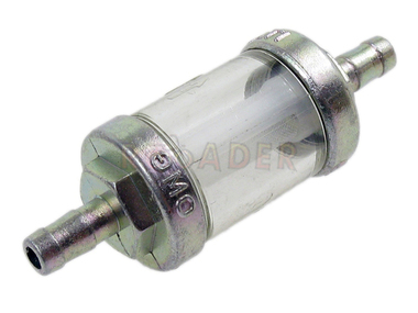 Filtr paliwa na wężyk Ø  5/6 mm - walec, metal+szkło