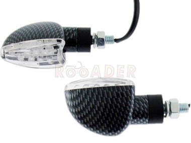 Kierunkowskaz uniwersalny W-1302 LED, stożkowy, carbon/biały (komplet, prawy+lewy)