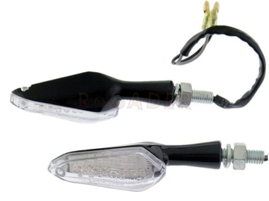 Kierunkowskaz uniwersalny W-1336 LED, wielobok, czarno/biały, metalowa obudowa (komplet, prawy+lewy)