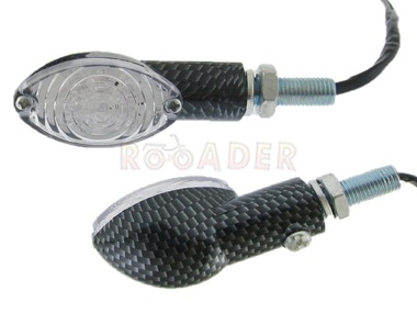 Kierunkowskaz uniwersalny W-1327 LED, owalny, carbon/biały (komplet, prawy+lewy)