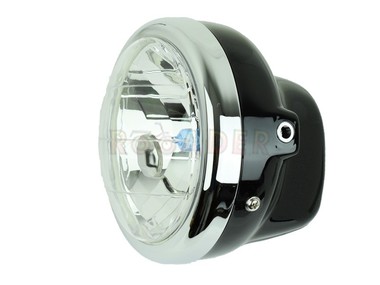 Lampa przednia do motocykli uniwersalna 6' czarna (żarówka H6)