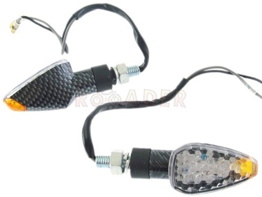 Kierunkowskaz uniwersalny W-1330 LED, trapezowy, carbon/biały (komplet, prawy+lewy)