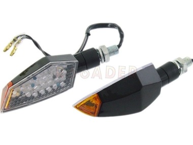 Kierunkowskaz uniwersalny W-1334 LED, wielobok, czarno/biały (komplet, prawy+lewy)