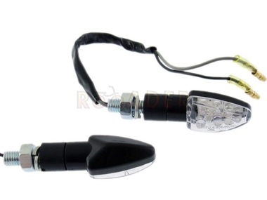 Kierunkowskaz uniwersalny W-1338 LED, stożkowy MINI, czarno/biały (komplet, prawy+lewy)