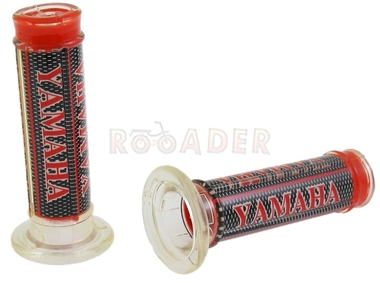Manetki kierownicy gumowe napis YAMAHA czarno-czerwone