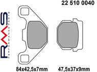 Klocki hamulcowe RMS 22 510 0040 (FA083, MCB519) - CPI Hussar, Popcorn; KEEWAY Focus, Hurricane, Matrix; MALAGUTI Centro F10, F12; PEUGEOT Buxy, Speedfight, Squab, Trekker, Vivacity; PGO Big Max, Come