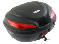 Kufer motocyklowy tylny 50 L - K-MAX, czarny, czarny mat + płyta montażowa