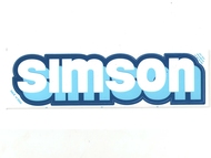 Naklejka SIMSON - 20,5 x 5,5cm, biało-niebiesko-granatowa (do motorowerów SIMSON S51, S70)