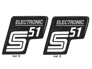 Naklejka S51 ELECTRONIC - 10,5 x 10cm srebrno-czarna, komplet P+L (do motorowerów SIMSON)