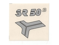 Naklejka SR50 - 8,5 x 8cm srebrno-czarna (do motorowerów SIMSON)